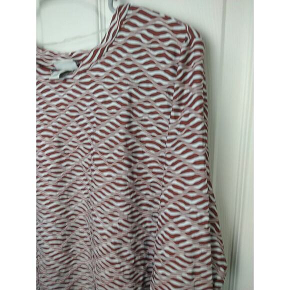 Ava&Viv Woman 1X Blouse Rust White Black Wavy Striped Long Sleeve Busines Casual - Picture 2 of 7